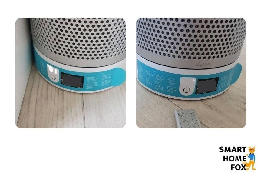 Das Display vom Dyson Pure Cool Link TP02 Luftreiniger leuchtet im normalen Betrieb und zeigt die Beleuchtung im Nachtmodus